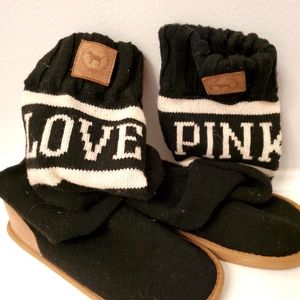 Victoria Secret knee high sweater boots. Color: Black/cream. Size M